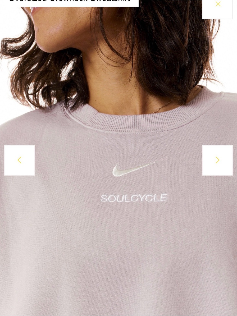 Nike x SoulCycle Women’s Oversized Crewneck Cropped Sweatshirt - Platinum Violet - Picture 2 of 8